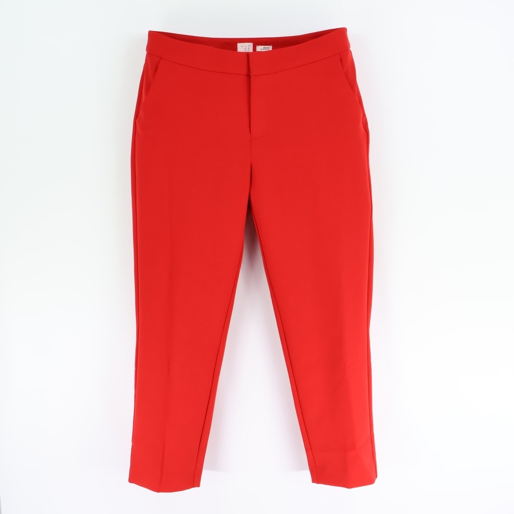 A New Day Dress Pants Stretch Womens Sz 10 Red Polyester Blend Pockets Mid Rise‎